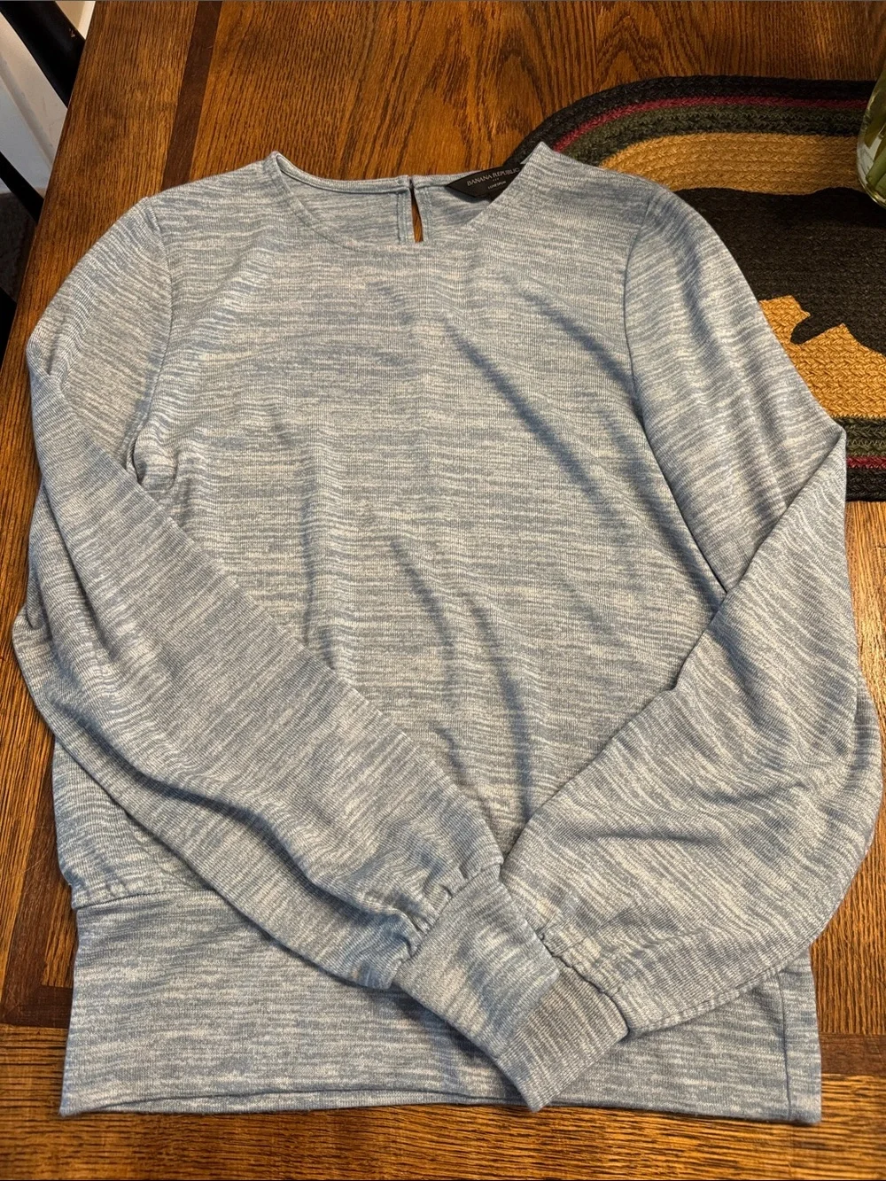 Banana Republic Heathered Light Blue Crewneck Pullover